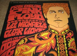 PINK FLOYD Lee Michaels 1967 Concert POSTER 2nd Printing FILLMORE BG090 Limited 2