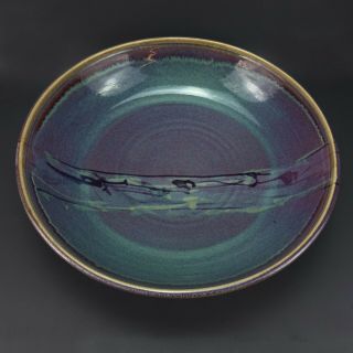 Large 19 " Vintage Earthenware Stoneware Signed Ceramic Pottery Art Fruit Bowl