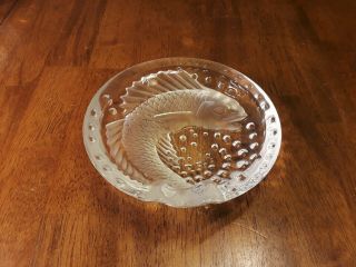 Lalique Crystal " Concarneau " Koi Fish Cigar Ashtray/dish/bowl Signed France Vtg