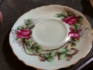 Jean Pouyat J.  P.  limoges Hand Painted Porcelain Cup & Saucer Large Red Roses 3