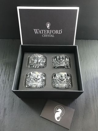 Waterford Crystal Lismore Napkin Rings Round Shape Set Of 4 - Box