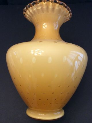 Fenton Vintage Large Honey Amber Overlay Bubble Optic 11” Vase