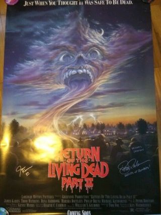 Return Of The Living Dead 2 Poster Signed X 2