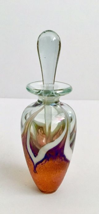 Robert Held Stunning Art Glass Iridescent Perfume Bottle 6”