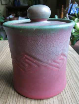 Antique Rookwood Ginger Jar Pink Mauve & Green With Lid Chip 5 3/8 " Tall