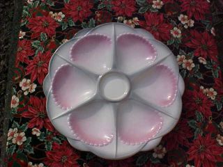 Vintage Attractive Pink And Grey Oyster Plate Czechoslovakia W.  F.  - Ny