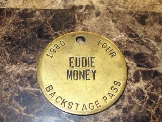 Eddie Money Rare Bronze Metal 1980 Backstage Pass Vip Keychain Vintage Authentic