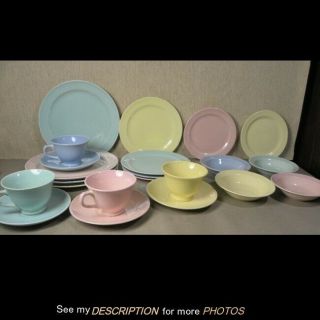 1940s Lu Ray Pastels 22pc Dinnerware Set Plates Bowls Cups Saucers T S T & Co