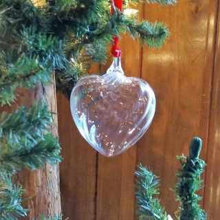 Steuben 2003 Heart Glass Crystal Holiday Ornament