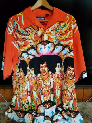 Jimi Hendrix Cobra All Over Rare By Dragonfly Button Up Size Xl Ss Shirt
