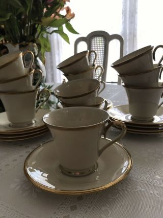 Set of 13 Gold & Cream Lenox Eternal Cups and Saucers 2