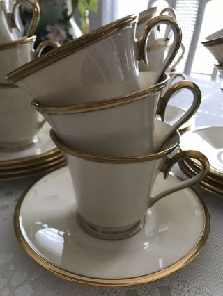 Set of 13 Gold & Cream Lenox Eternal Cups and Saucers 3