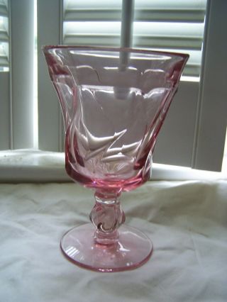 8 Ea Fostoria Jamestown Dep.  Pink Swirl 5 - 3/4 " Water Goblet Wine Stem Glasses