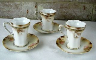 RS Prussia Red Mark Set of 3 Chocolate,  Coffee,  Tea,  Demitasse Cups and Saucers 3