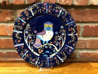 Iittala Taika Blue Owl Dinner Plates (3) 30 Cm - With Seal - Made In Finland