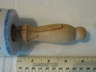 Antique Blue and White Stoneware ROLLING PIN with Wood Handle 7