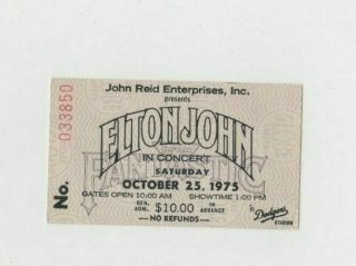 1975 Elton John Los Angeles Dodger Stadium Concert Ticket Stub Orig Sat Oct 25th