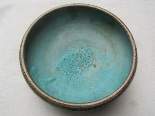Don Reitz Rare Salt Glazed Studio Pottery Stoneware Shallow Bowl Turquoise Rare