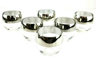 6 Mid Century Vintage Dorothy Thorpe Silver Fade Roly Poly Cocktail Glasses