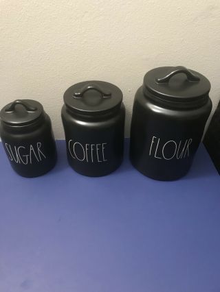Rae Dunn Matte Black 3 Canister Set Flour Coffee And Sugar Holiday Gift