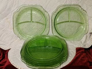 Vintage Federal 1932 - 39 Green Madrid 6 Grill Plates