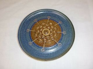 Vtg Jack Mason Studio Art Pottery Plate Stone Mountain Georgia 8 " Blue Brown