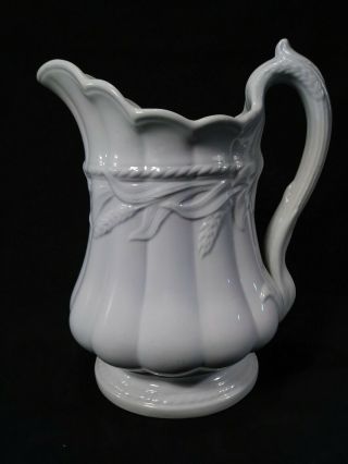 Antique White Ironstone Ceres Wheat Pitcher - Elsmore & Forster 64 Oz