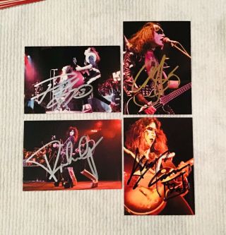Kiss Aucoin (autographed) - Signed 4 Cards - (with) - Gene,  Ace,  Peter,  Paul