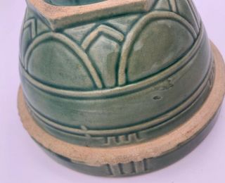 Antique Primitive Green Yelloware Pottery Stoneware Mixing Bowl Marked 7 RARE 6