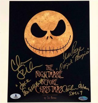 The Nightmare Before Christmas Jack/sally/oogie Cast Signed 8x10 Photo Bas