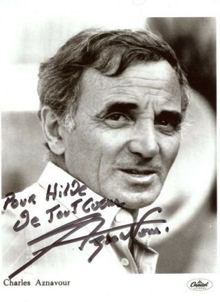 Charles Aznavour Actor Singer Songwriter Autograph,  Signed Photo