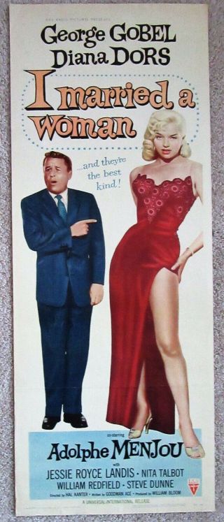 I Married A Woman 1958 Insrt Movie Poster Fld Diana Dors Ex