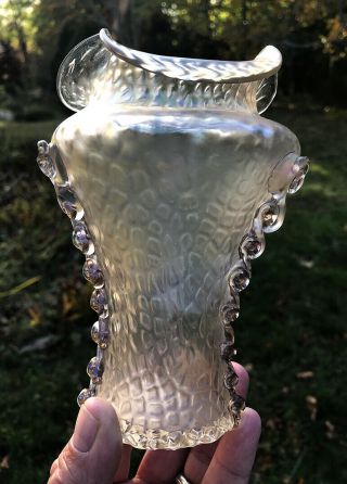 Old Antique Early 20th Century Loetz Nautilus Vase,  Iridescent,  Art Nouveau