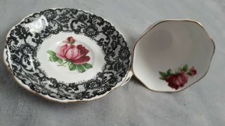Royal Albert Bone China England Senorita Black Lace Rose Tea Cup & Saucer 2
