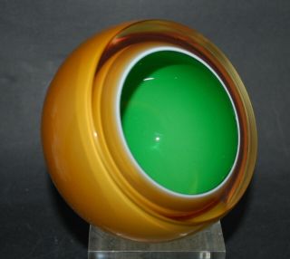 Big 1960 ' s Murano Triple Cased Sommerso Glass Geode Bowl.  Barbini 3