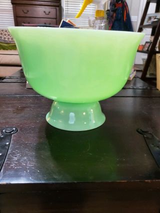 Vintage Green Jadite Jadeite Fire King Punch Bowl 7 1/4 " T X 9 3/4 " D