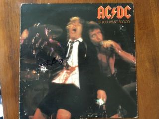 Ac/dc If You Want Blood Angus Young Signed Lp Cover Real Epperson