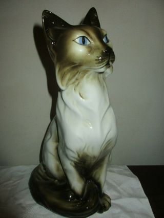 Rare 14 " Royal Dux Porcelain Siamese Cat Sculpture,  Statue,  Handpainted Figurine
