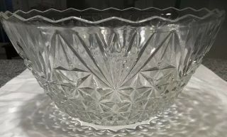 Vintage Clear Glass Punch Bowl With 16 Cups 3
