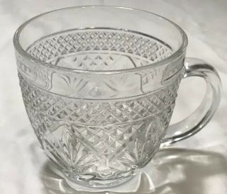 Vintage Clear Glass Punch Bowl With 16 Cups 6
