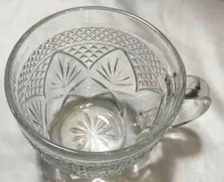 Vintage Clear Glass Punch Bowl With 16 Cups 7