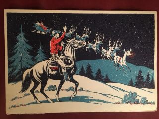 Gene Autry Official Christmas Card 1 - Rare 40s - 50s - Artist Till Goodan - Nm