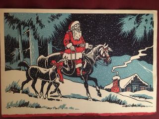 Gene Autry Official Christmas Card 3 - Rare 40s - 50s - Artist Till Goodan - Nm