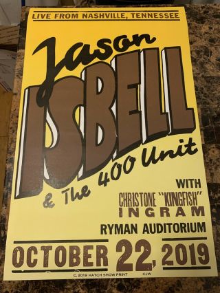 Jason Isbell Hatch Show Print Poster Ryman Auditorium October 22nd 2019