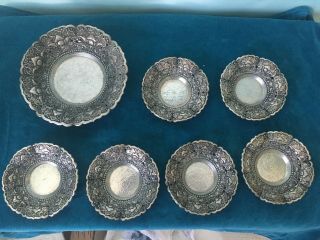 Vintage H 800 Silver Plates Set Of (6) 41/2 " Dia.  And (1) 7 " Dia.