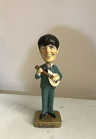 Vintage 1964 Beatles Car Mascots Paul Mccartney 8” Tall Bobbled Head Doll
