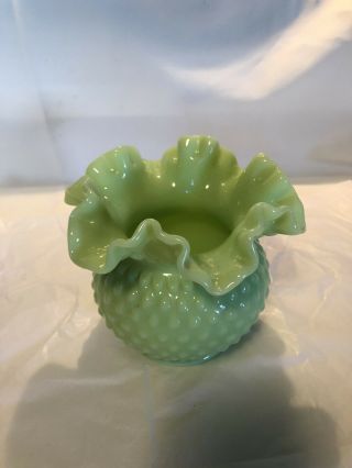 Fenton Apple Green Hobnail Vase Great Color Cond.
