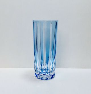 1 William Yeoward Azure Lt.  Blue Cut To Clear Crystal Highball Collins Glass