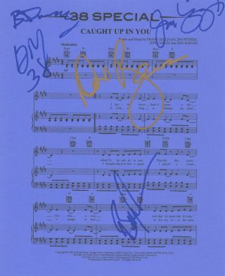 38 Special Band Real Hand Signed Caught Up In You Sheet Music By 5