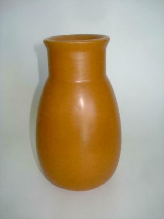 Antique Teco Art Pottery Matte Brown Glazed Vase 6 3/4 "